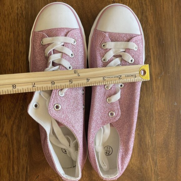 Pink Glitter Canvas Sneakers Womens Size 11 Shoes With White Laces Size 11 US - Picture 13 of 14